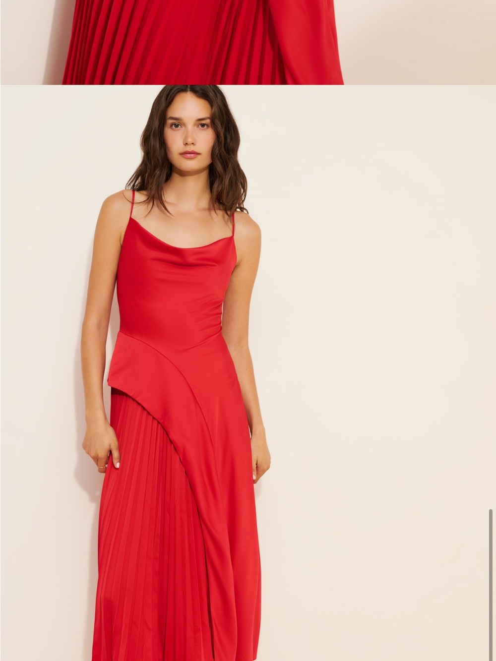 Lulu's Red Cowl Neck Pleated Maxi Dress